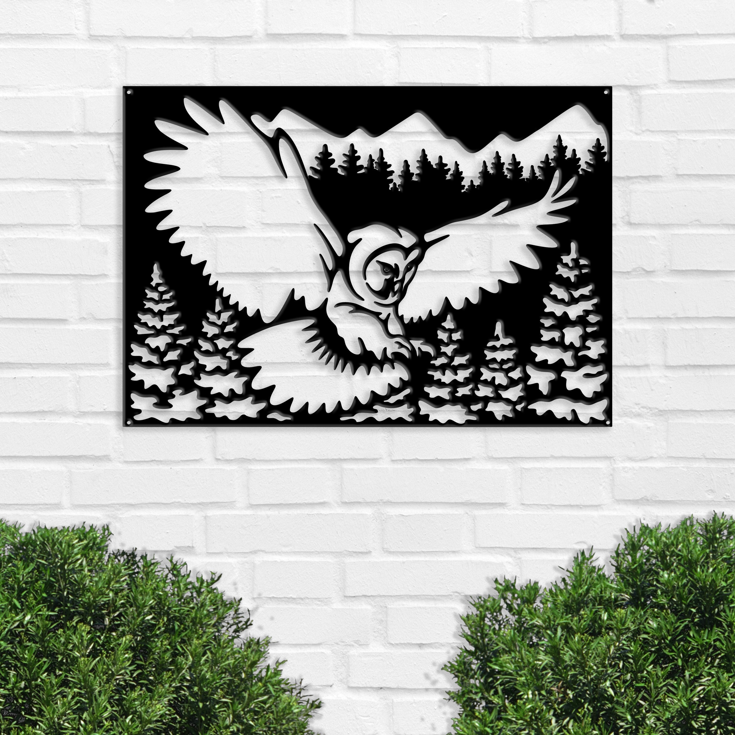 Owl Metal Sign Wildlife Owl Metal Wall Art Steel Metal Art Etsy