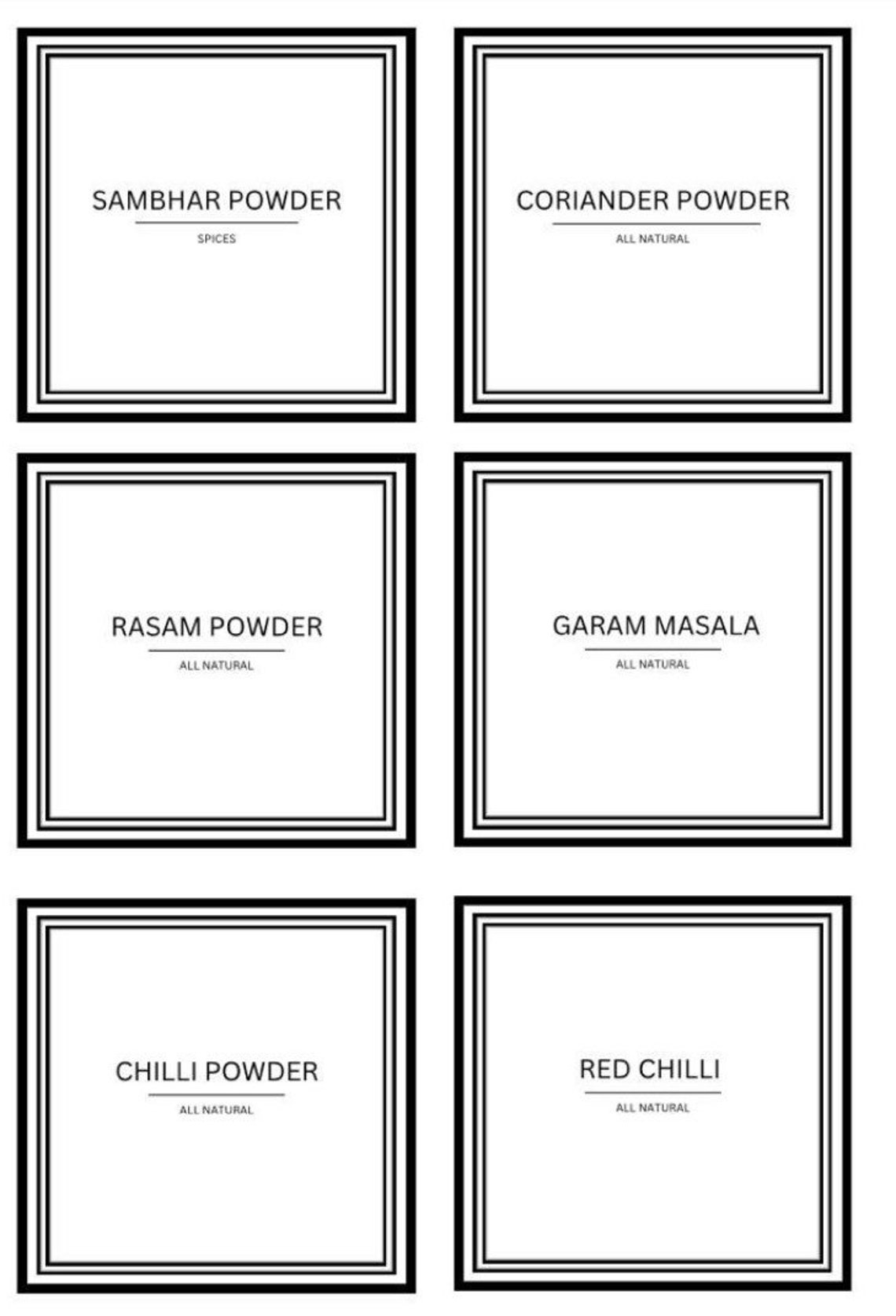 Spice Labels Tamil Minimal Modern Pantry Labels Organization Indian