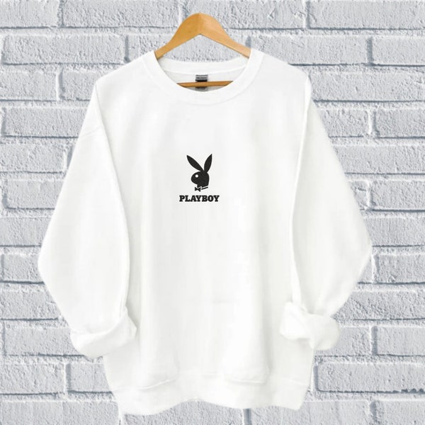 Embroidered playboy sweatshirt, Playboy Inspired Embroidered Crewneck, Playboy Funny Embroidered Hoodie, Play Boy bunny sweatshirt