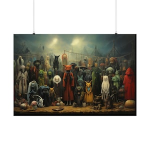 Cryptid Circus Print. 3 Size Options. Cute Monsters Poster. Gift for Horror & Science Fiction Fans. Cryptozoology Artwork. Funny Dark Decor.