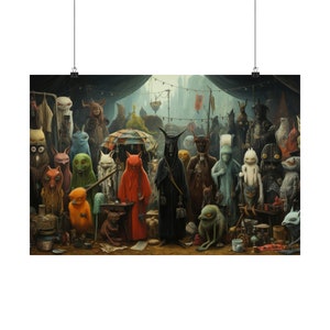 Cryptid Group Photo Print. Funny Mythical Creatures Poster. Gift Idea for a Science Fiction Fan. Cryptozoology Wall Art. Odd Home Decor.