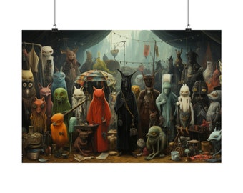 Cryptid Group Photo Print. Funny Mythical Creatures Poster. Gift Idea for a Science Fiction Fan. Cryptozoology Wall Art. Odd Home Decor.