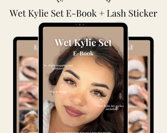 Natte Kylie-set E-Book + wimpersticker en wimpersimulatie | Wimper Handleiding | Wimperverlenging | Goede notities | Digitale downloads | Directe download