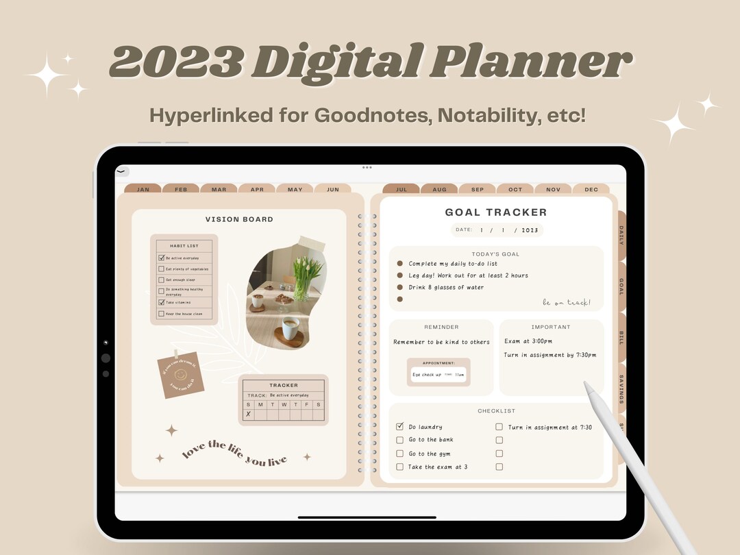 2023-24 Digital Planner | Hyperlinked Planner | Goodnotes Planner ...