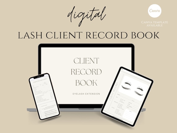 Digital Eyelash Client Record Book, Eyelash Extension, Goodnotes, Notability, Digital Download, Editable Template, Instant Download, Canva