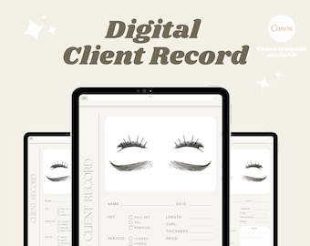 Klantenbestand wimperverlenging | Canva-sjabloon voor wimpertoewijzing (digitale download)