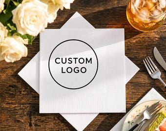 Créations personnalisées de serviettes de table avec logo, Serviettes de table pour cocktail avec photo personnalisées avec votre logo, Photo et texte, Serviettes de table pour image de marque d'entreprise, Serviettes de table pour mariage