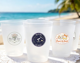 Gobelets givrés personnalisés avec logo, décorations de fête avec logo, gobelets givrés personnalisés pour mariage, verres pour événements professionnels, impression couleur