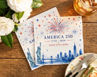Costom 250e USA verjaardag servetten, patriottisch Amerika 250 Celebration decor, 4 juli cocktail servetten, verjaardagsfeestje servetten,