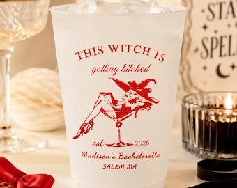 Gobelets personnalisés pour enterrement de vie de jeune fille sur le thème des sorcières, gobelets givrés personnalisés pour la mariée d'Halloween, décoration pour enterrement de vie de jeune fille, gobelets gothiques pour une soirée entre filles