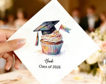 Personalized  Graduation Name Napkins , Senior Brunch Favors, Grad Party Cocktail Napkins, Graduation Cupcake Party Decor, Graduation Gift