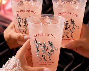 Gobelets personnalisés « Mariée ou Morte » pour enterrement de vie de jeune fille, Gobelets « Tribu de la Mariée Effrayante », Cadeaux personnalisés pour enterrement de vie de jeune fille gothique, Décoration d'enterrement de vie de jeune fille d'Halloween