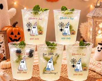Gobelets personnalisés pour le 1er anniversaire d'Halloween, gobelets pour une baby shower d'Halloween, gobelets effrayants pour le premier jour d'Halloween, cadeaux pour une fête de citrouilles fantômes, gobelets pour enfants sur le thème d'Halloween