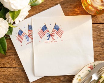 Custom American Flag Napkins, Patriotic Cocktail Napkins, Independence Day Napkins,  250 Years of Freedom Napkins, USA Party Supplies