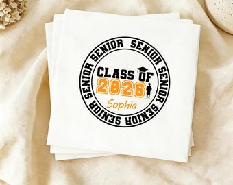 Personalized Senior Night Party Napkins, Senior 2026 Gift, High School Graduate Party Supplies, Gift for Him, Congrats Cocktail Napkins