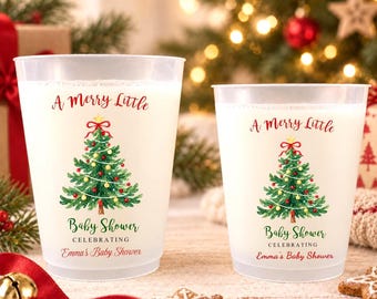 Gobelets personnalisés pour baby shower sur le thème de Noël, gobelets givrés « Joyeuse baby shower », gobelets personnalisés pour fête de Noël, cadeau de naissance