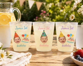 Gepersonaliseerde babyshower berijpte bekers, bedankjes babyface beker, gepersonaliseerde monogram beker bedankjes, babyclub aangepast, decor eerste verjaardagsfeestje