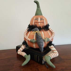 Vintage, 1990er Jahre, Joe Spencer, Halloween Thanksgiving “Gowdy Pumpkin” Gathered Traditions Collection, Designed for Gallerie II – Collectible