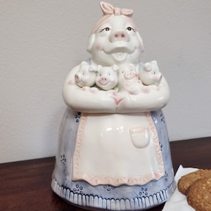 Vintage, 1980s, Mama Pig With Piglets, Cookie Jar– Rare