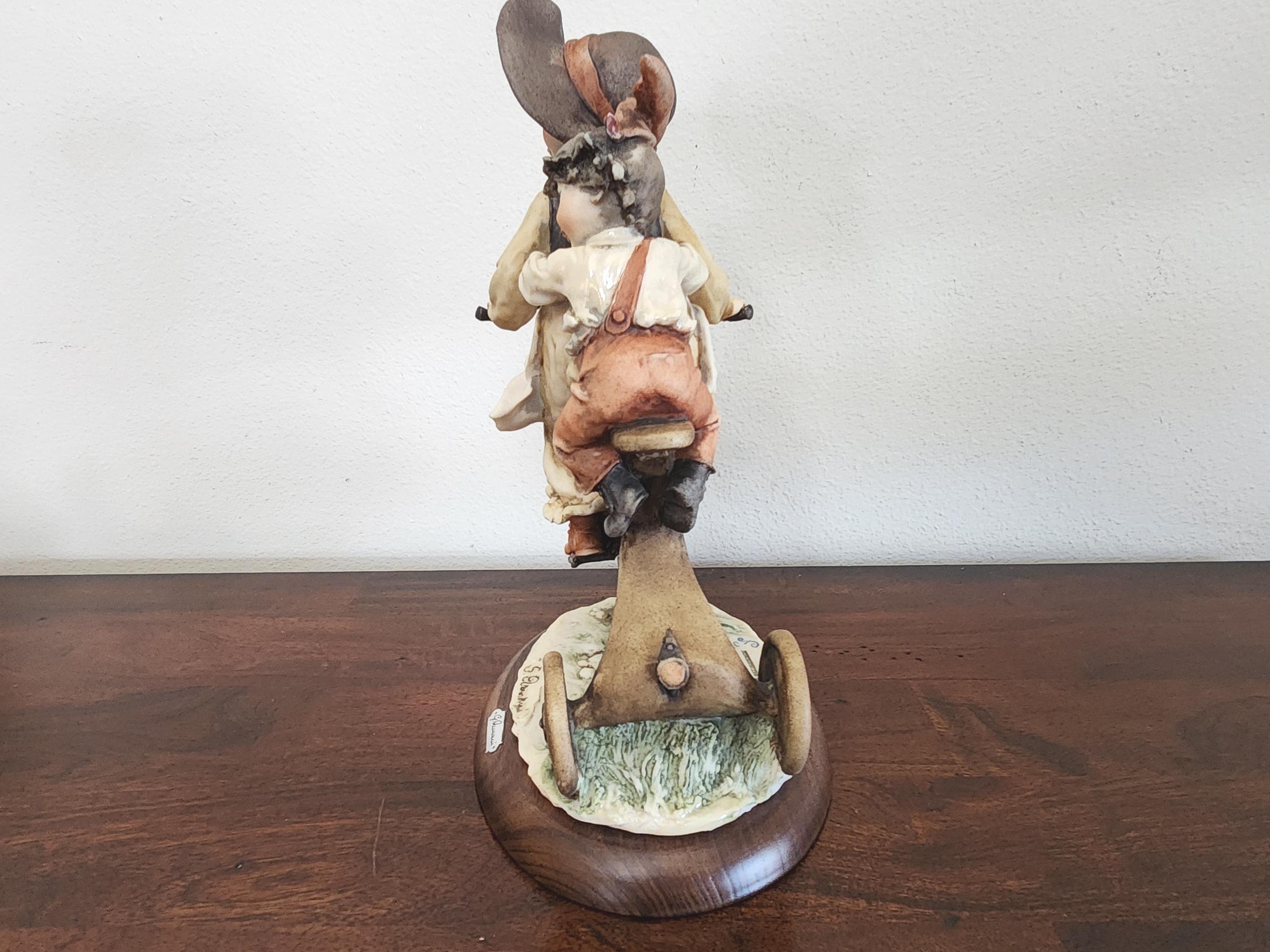 Vintage Giuseppe Armani Capodimonte Figurine: Kids on Tricycle