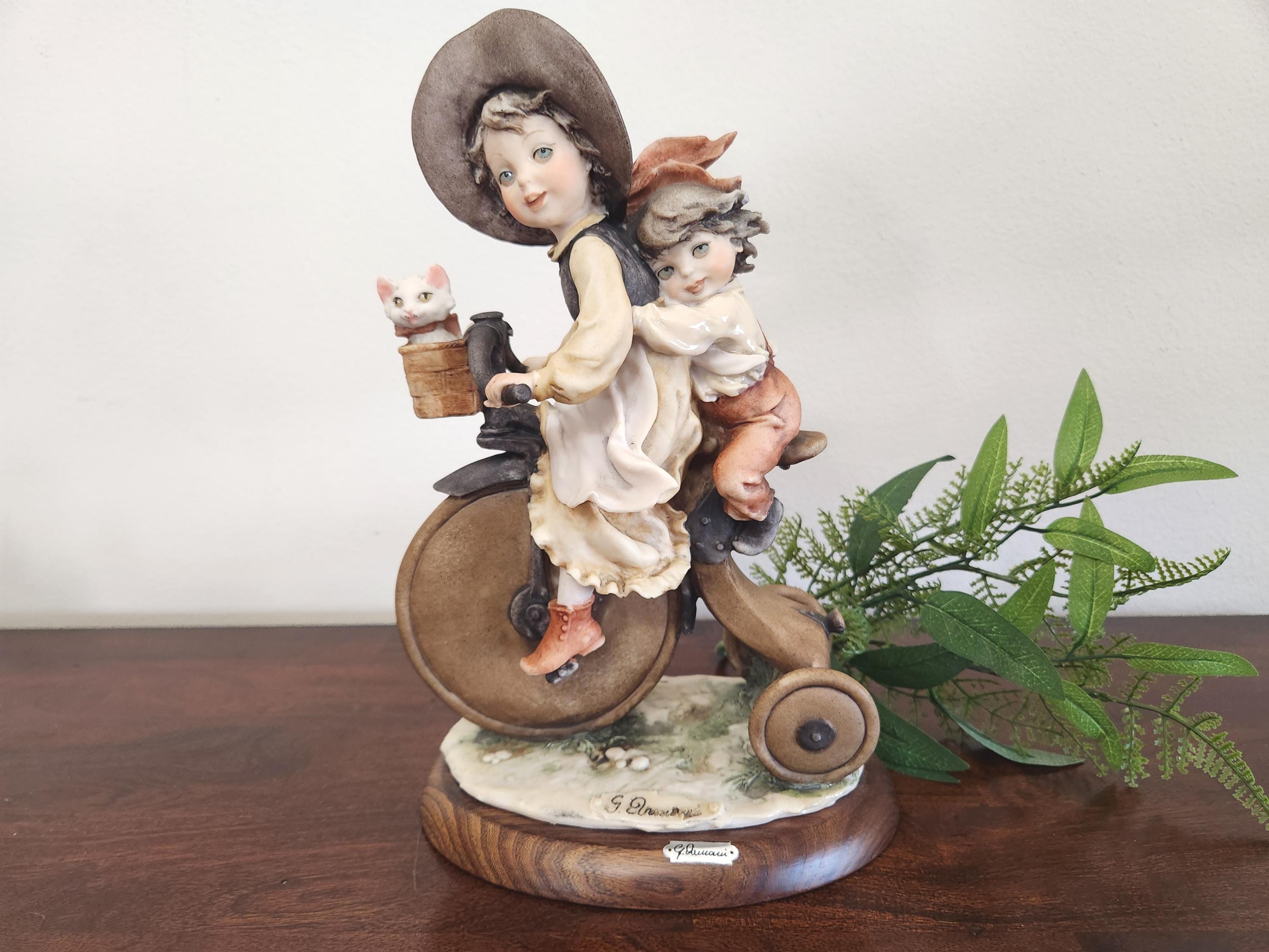 Vintage Giuseppe Armani Capodimonte Figurine: Kids on Tricycle