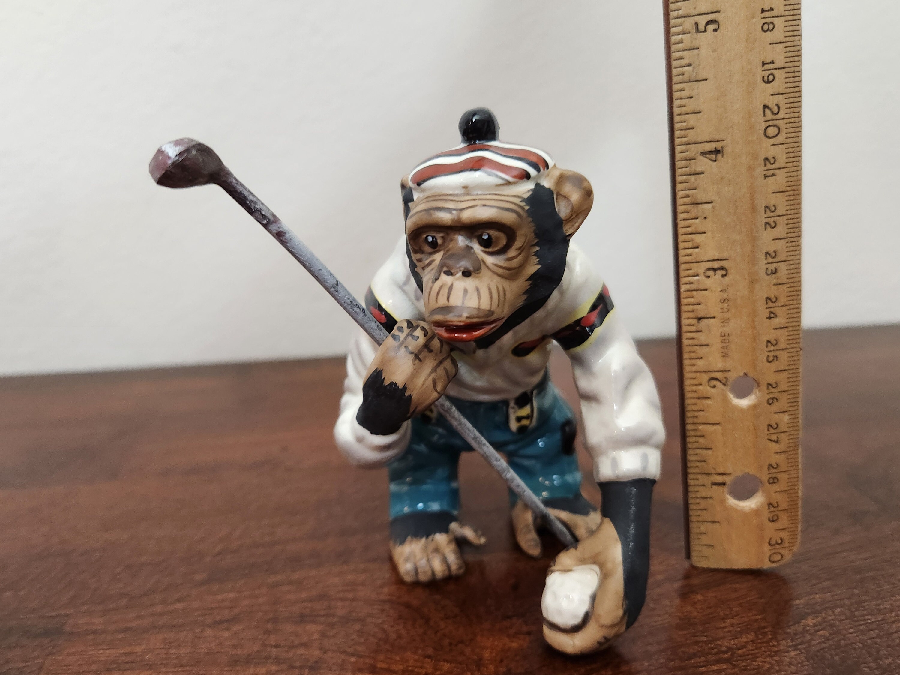 Vintage Japan Porcelain Monkey Figurine: Mid-century Golf Player
