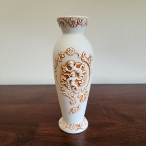 Vintage Lefton Cherub Vase: 1970s Antique White Porcelain