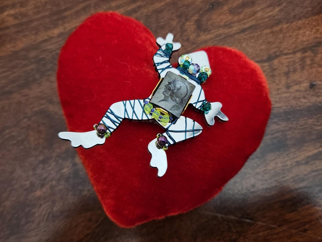 Vintage, 1993, Jewelry, Liz Tech, Frog With Intaglio Center, Brooch