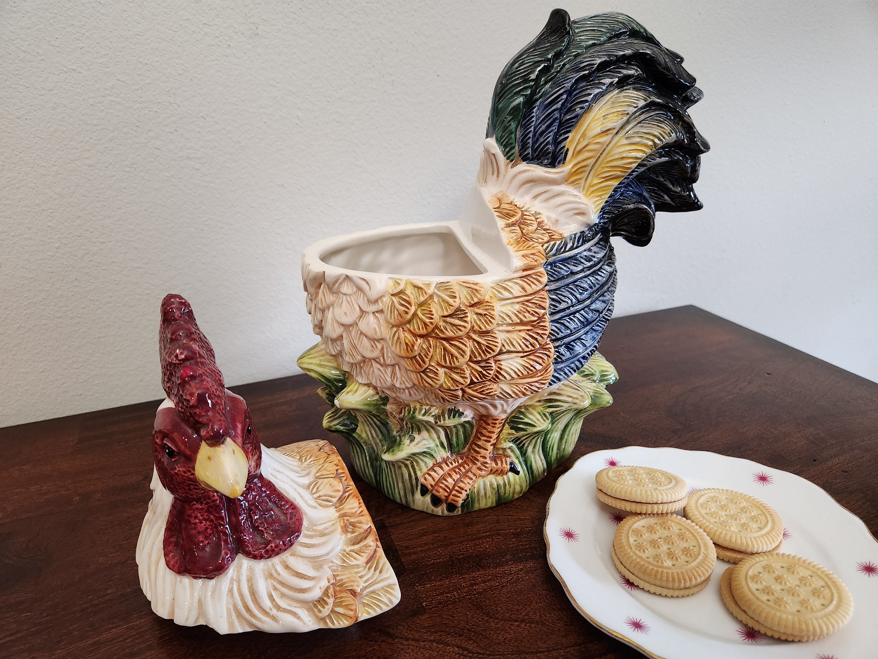 オーストラリア製 カンガルー置物 陶芸 J.Hancox 手描き ハンドペイント Vintage Jay Imports Rooster Cookie Jar: Farmhouse Kitchen Decor