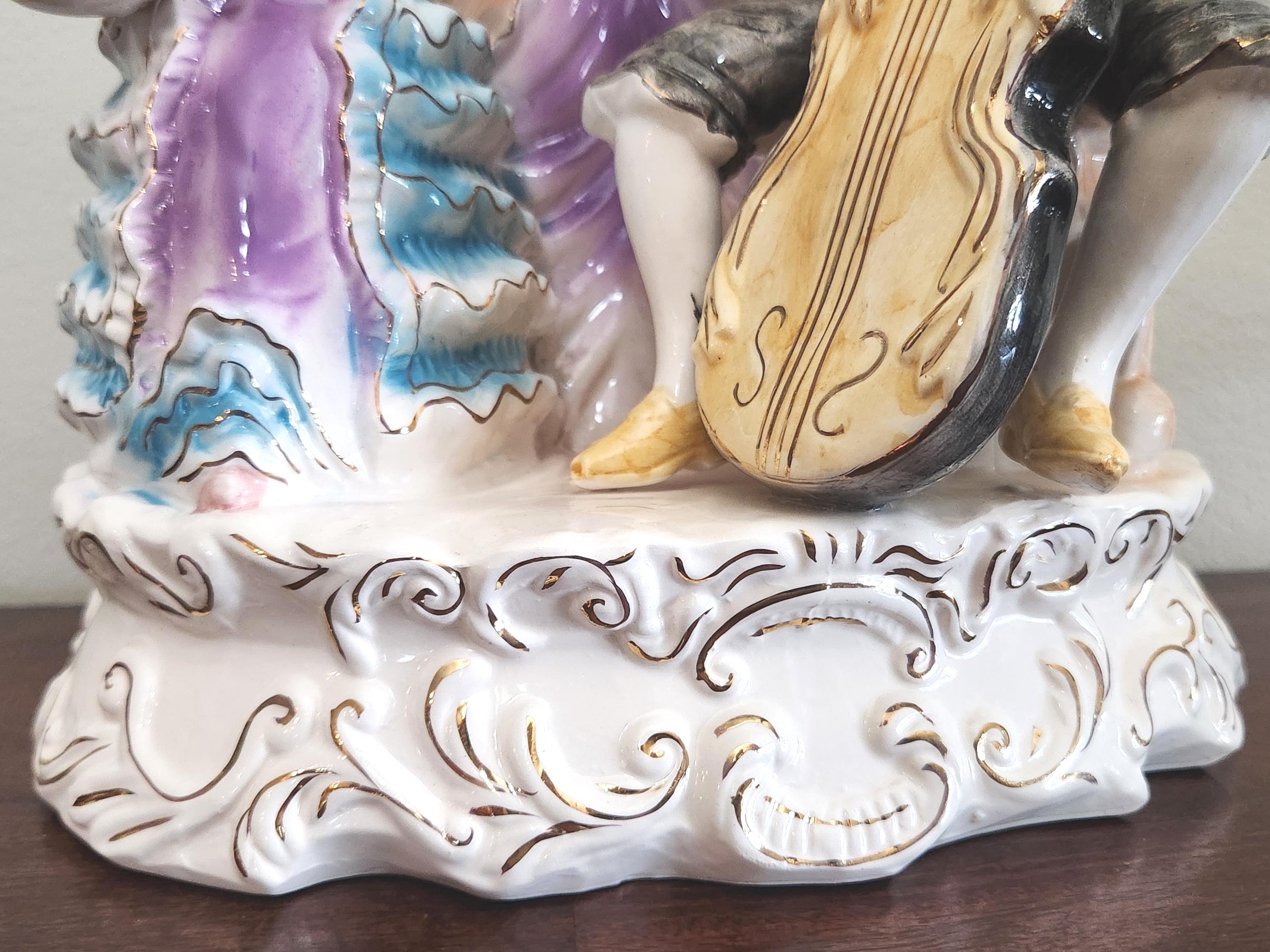 Vintage Rococo Capodimonte Style Porcelain Figurine, String Trio
