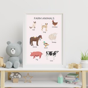 A3 Farm Animals Educational Poster, Montessori, Nursery Wall Art, Classroom Poster, Printable Art, Nursery Décor, Early Learning