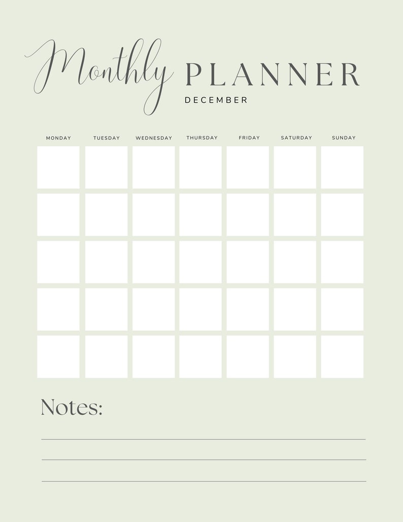 Monthly &amp; Weekly Printable Planner Bundle: Dateless Calendar - Etsy