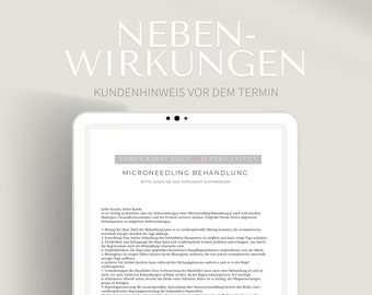 Nebenwirkungen zum Microneedling und den passenden Alternativmethoden | Hinweise vor der Behandlung mit dem Dermaroller | PDF + Canva Format
