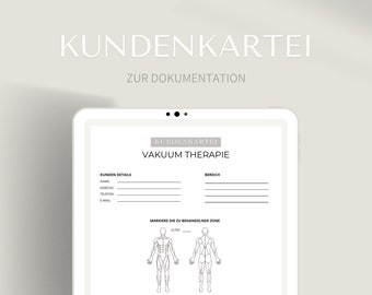 Kundenkartei für Vakuumtherapie | Kundenblattvorlage für das Schröpfen |  Universaler Fragebogen | Formular Informationen