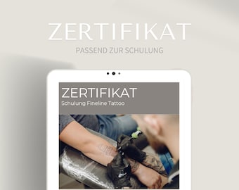 Certificate for Tattoo Fineline Training as PDF & Canva Link | Certificate in Tattooing | Shading and Tattooing | Body Jewelry