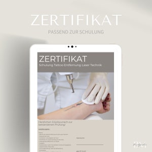 Zertifikat zur Tattooentfernung Schulung als PDF & Canva Link | Urkunde im Tätowier Bereich | Laser Technik | Entfernung Permanent Make Up