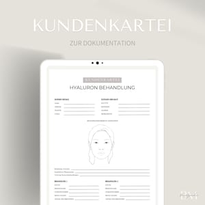 Customer Record Hyaluron Treatment PDF & Canva | Client Documentation for Wrinkle Treatment and Lip Augmentation with Filler | Anti-Aging