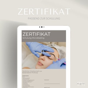 Zertifikat zur Microblading Schulung als PDF & Canva |  Urkunde / Beglaubigung | Vorlage für Pigmentierer und Kosmetikstudio | Qualifikation