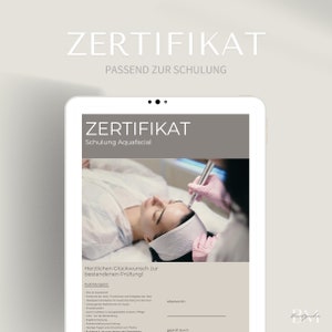 Zertifikat zur Aquafacial Schulung in PDF & Canva | Urkunde einer nicht-invasive Gesichtsbehandlung | Beglaubigung / Diplom | Bescheinigung