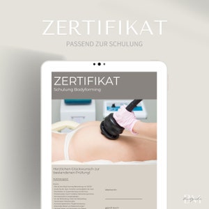 Zertifikat zur Bodyforming Schulung als PDF & Canva | Kosmetikbehandlung Diplom | G5 / G8 | Urkunde und Beglaubigung |  Bindegewebe-Massage