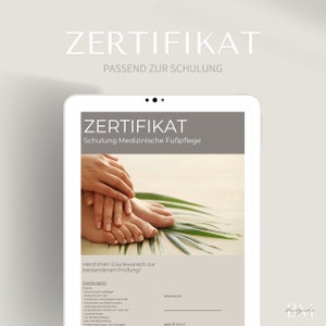 Zertifikat zur medizinischen Fußpflege Schulung als PDF / Canva | Download E-File | Urkunde  & Beglaubigung als Vorlage | Diplom + Name