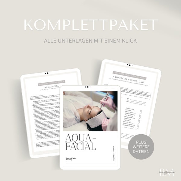 Paket - Aquafacial Schulung inkl. ein Zertifikat, Kundenkartei, Pflegehinweis und Einverständniserklärung | als Canva Links zum download