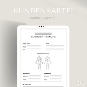 Customer file for tattoo removal in PDF & Canvas format | Documentation of appointment and patient data | remove tattoo