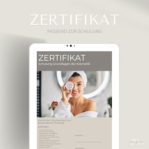 Zertifikat zur Grundlagen der Kosmetik Schulung als PDF & Canva | Hygiene Diplom | Farblehre | Urkunde und Beglaubigung | Visagie