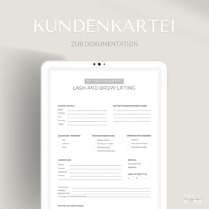 Customer file for lifting eyelashes & eyebrows as PDF and Canva format | Lamination questionnaire template to document patient information