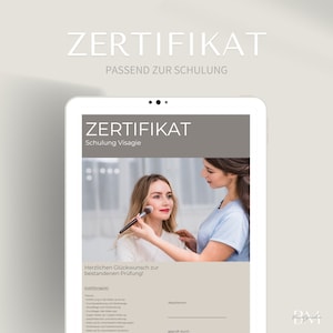 Zertifikat zur Visagie Schulung als PDF & Canva | Make-up Diplom | Hautstruktur | Urkunde und Beglaubigung | Kosmetik und Maskenbildnerin