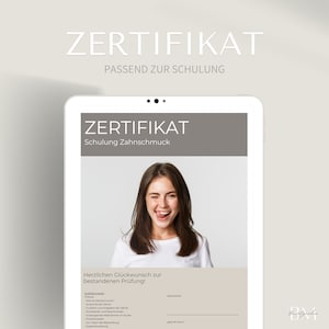 Zertifikat zur Zahnschmuck Schulung in PDF & Canva Format | Urkunde einer Teeth Gems Behandlung | Beglaubigung und Diplom | Bescheinigung