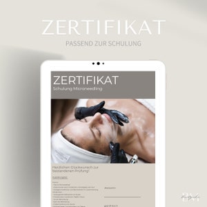 Certificat de formation Mirconeedling en PDF & Canva | Examen cosmétique Needling | Certificat cours | Authentification et diplôme |