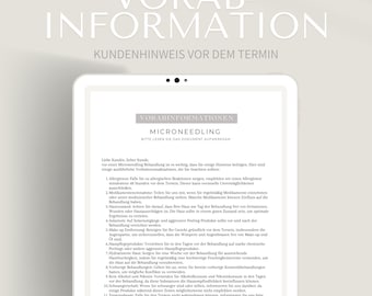 Vorabinformationen Microneedling | Hinweise vor der Behandlung | PDF + Canva Format | Kontraindikationen & Vorsichtsmaßnahmen Dermapen