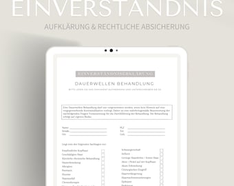 Einverständnis für eine Dauerwellen Behandlung | Formular Zustimmung als PDF und Canva Format | Locken - Fragebogen inkl. Kundenunterschrift